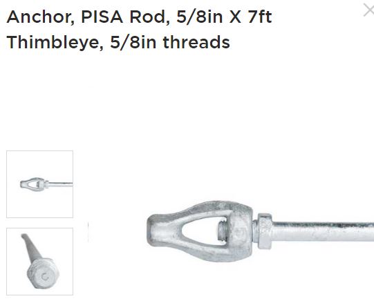 Anchor rod 7ft 5/8in